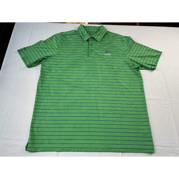 Under Armour Other - Under Armour Polo Shirt Men's XL Green Blue Striped HeatGear Loose Golf